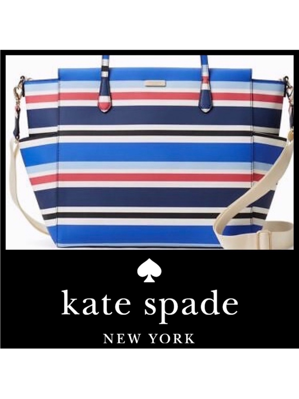 kate spade Navy, Blue & Red Striped diaper Tote